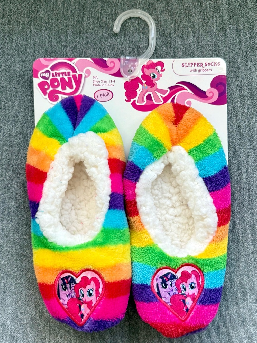 My Little Pony Rainbow Slipper Socks w/ Grippers - Kid’s Shoe Sz 13-4 M/L (NWT)